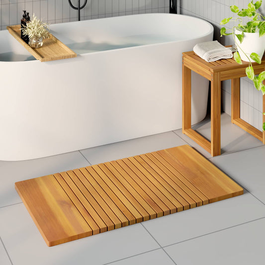 Tappeto da bagno Naturale 100 x 55 cm Legno di Acacia Massello