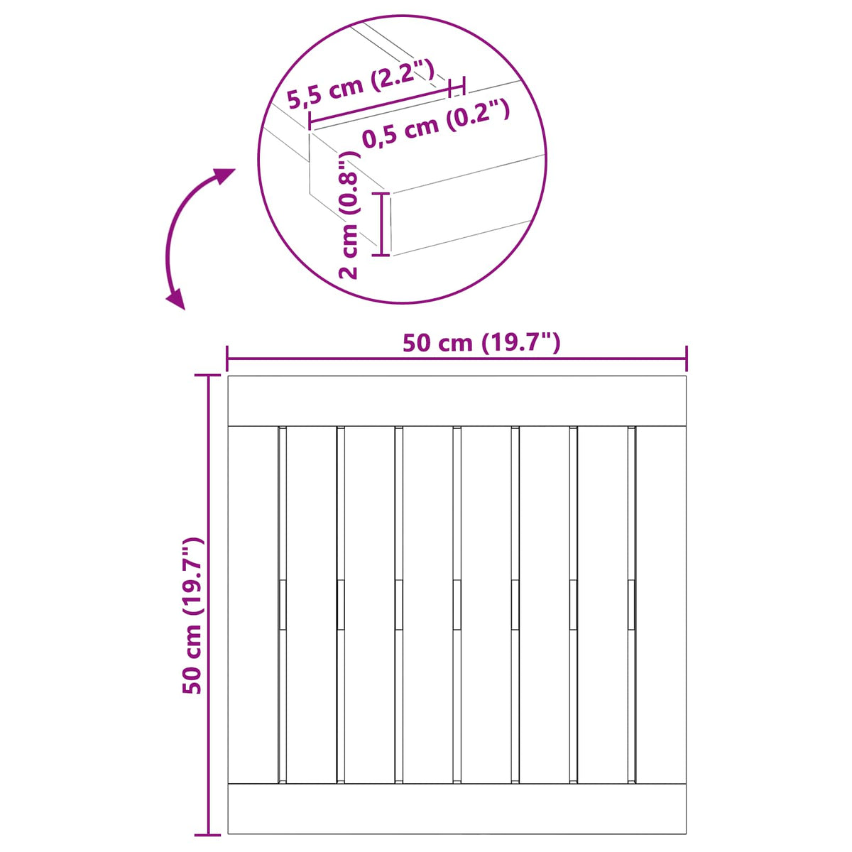 Tappeto da bagno Marrone 50 x 50 cm Legno di Acacia Massello | homemem39