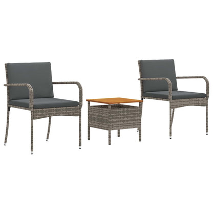 Set Bistro da Giardino con cuscino 3 pcs Grigio polyrattan | homemem39