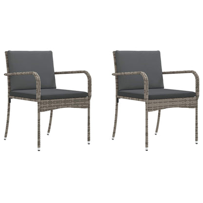 Set Bistro da Giardino con cuscino 3 pcs Grigio polyrattan | homemem39