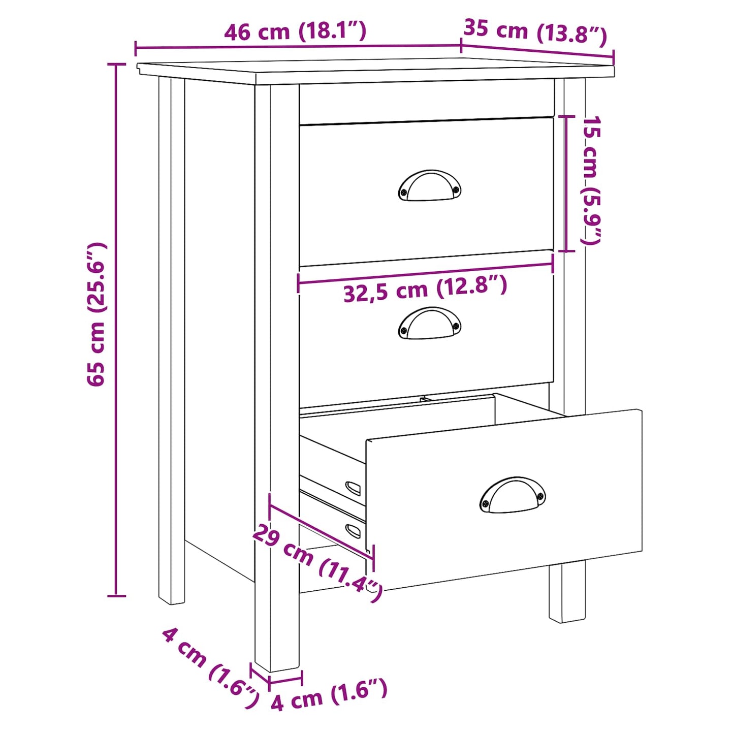 Armadio da Notte HILL Marrone miele 46 x 35 x 65 cm | homemem39