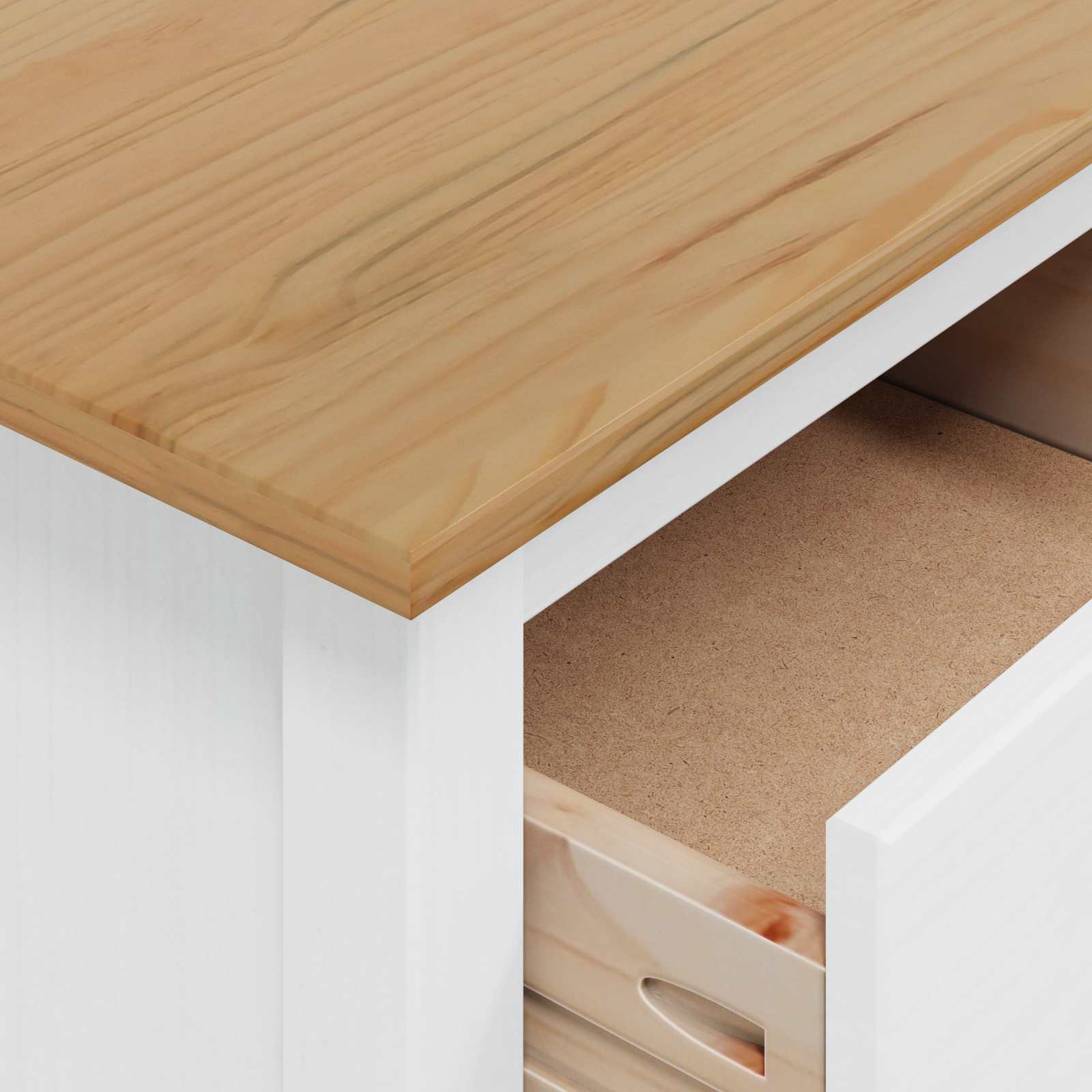 Armadio da Notte HILL Bianco e marrone miele 46 x 35 x 65 cm | homemem39