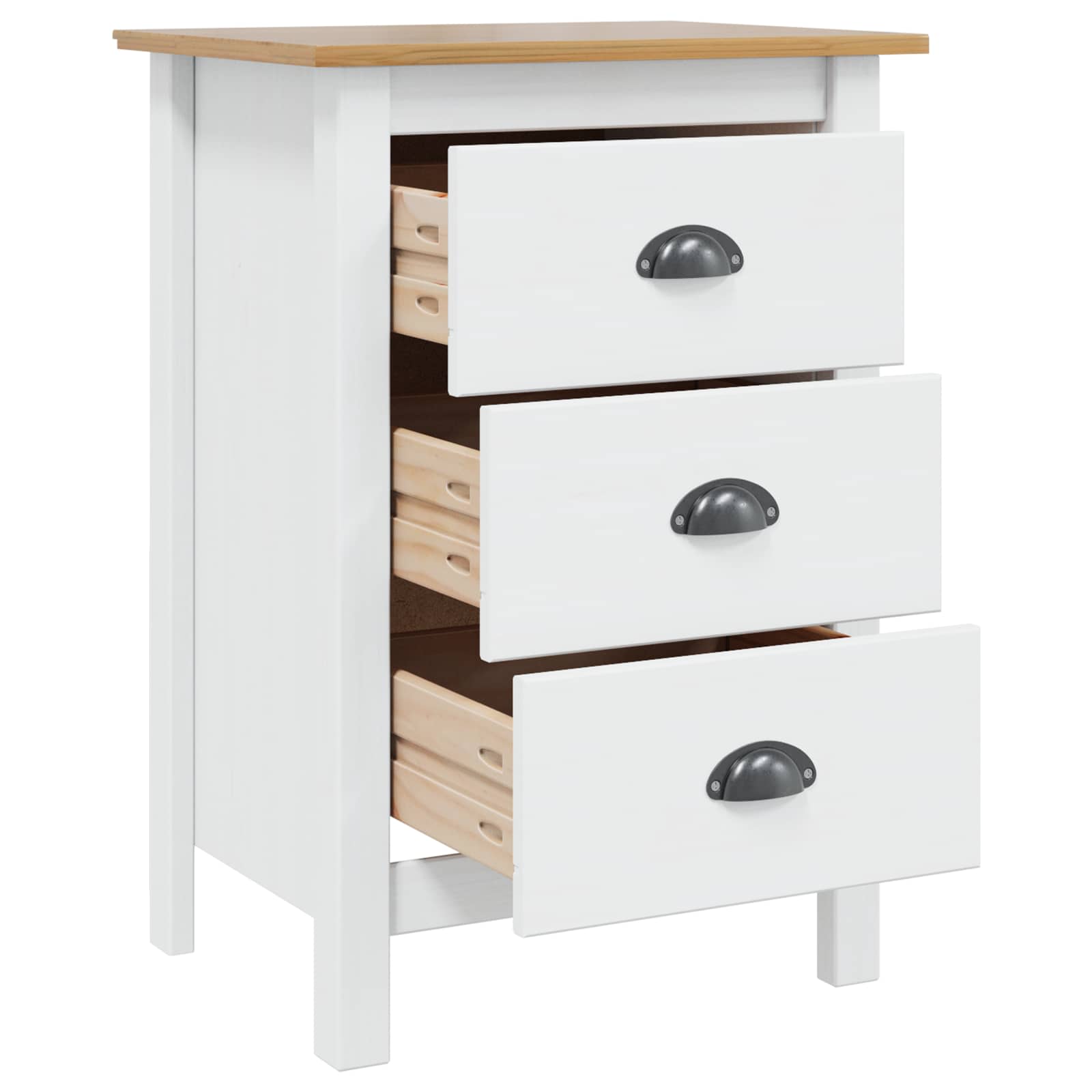 Armadio da Notte HILL Bianco e marrone miele 46 x 35 x 65 cm | homemem39