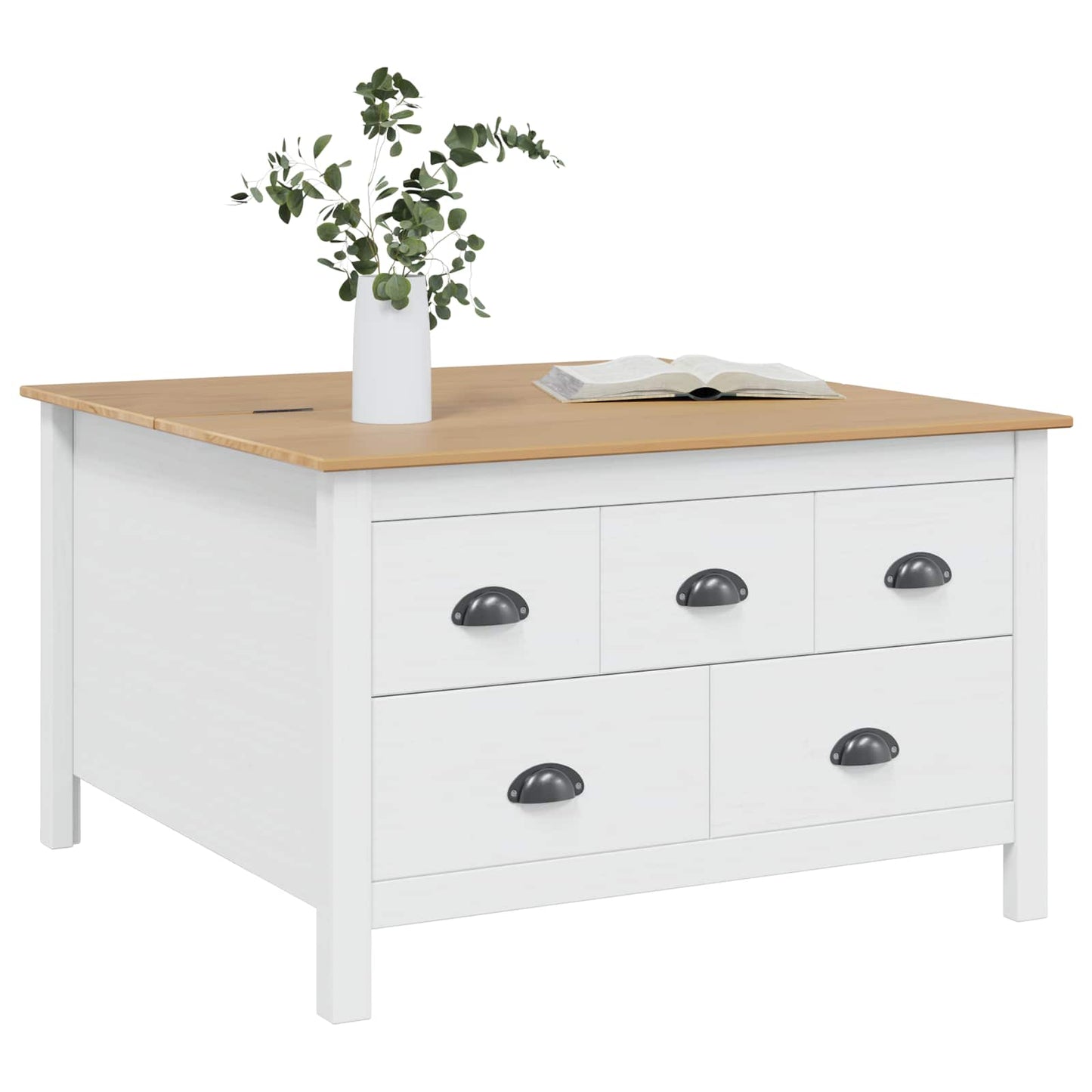 Tavolino da salotto con cassetto HILL Bianco e marrone miele | homemem39