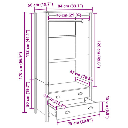 Guardaroba con cassetto HILL Marrone miele 84 x 50 x 170 cm | homemem39