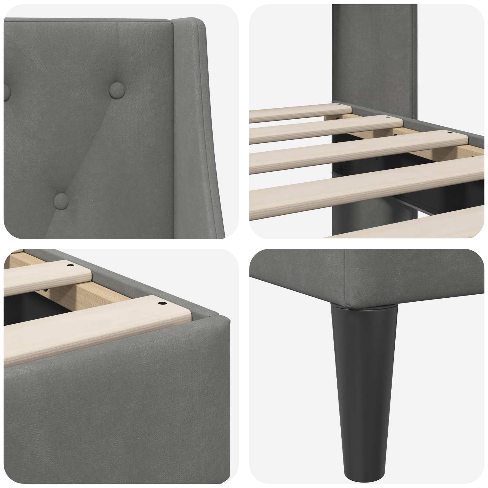 Struttura del letto Grigio scuro 180 x 200 cm Velluto | homemem39