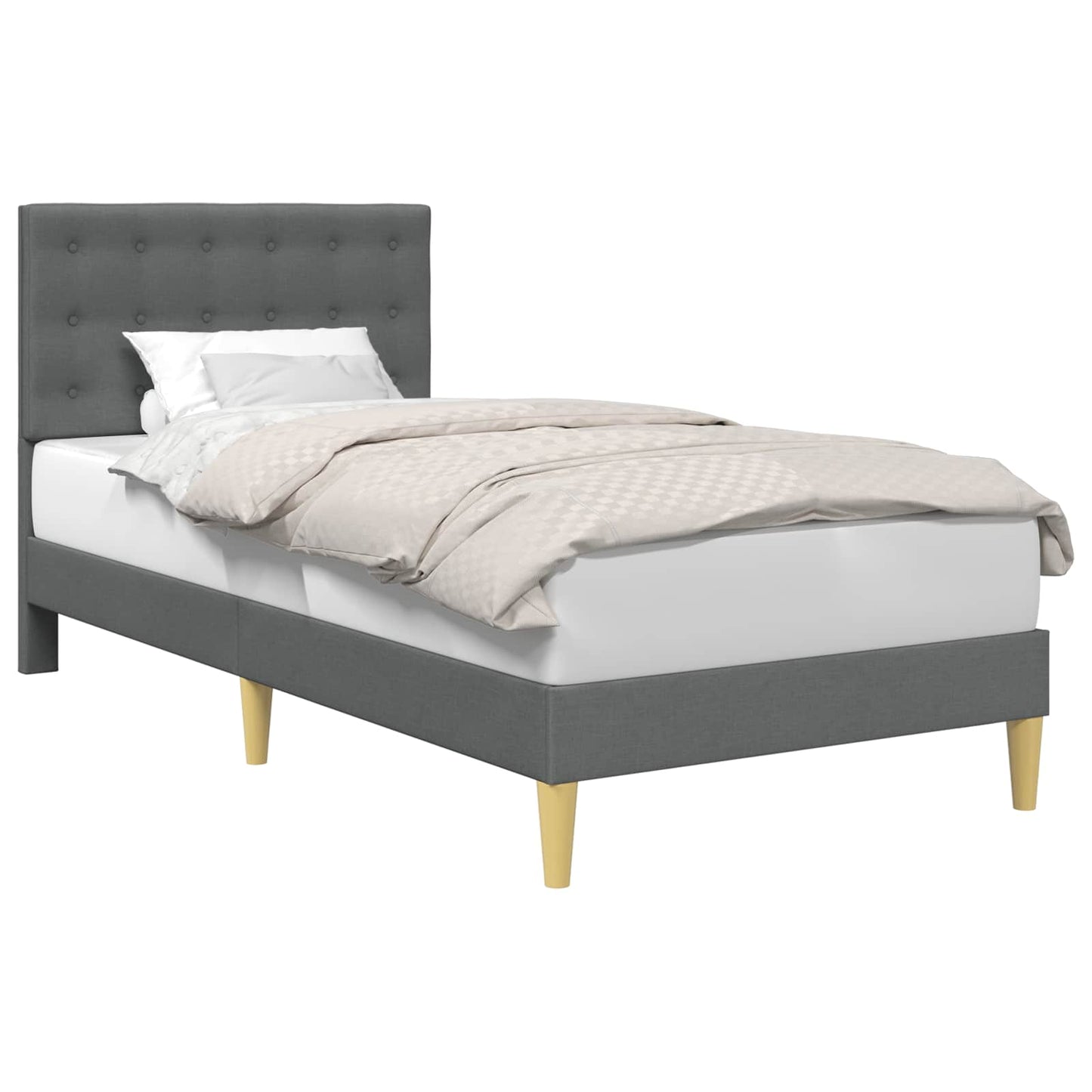 Struttura del letto Grigio Scuro 90 x 190 cm Tessuto | homemem39