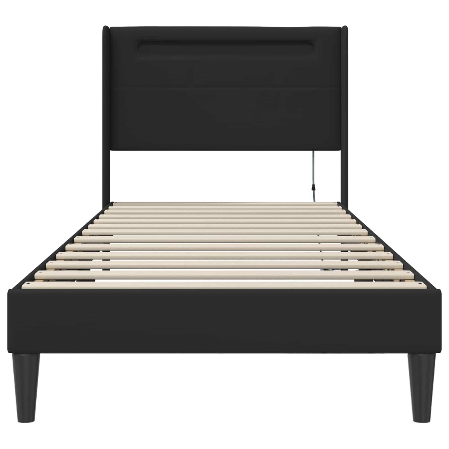Struttura del letto con strisce LED Nero 90 x 190 cm Similpelle | homemem39