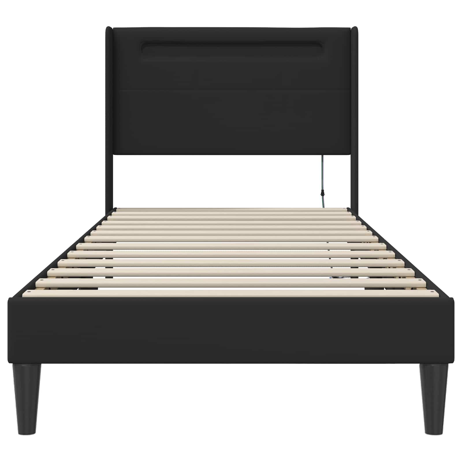 Struttura del letto con strisce LED Nero 90 x 190 cm Similpelle | homemem39