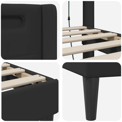 Struttura del letto con testiera Nero 180 x 200 cm Similpelle | homemem39