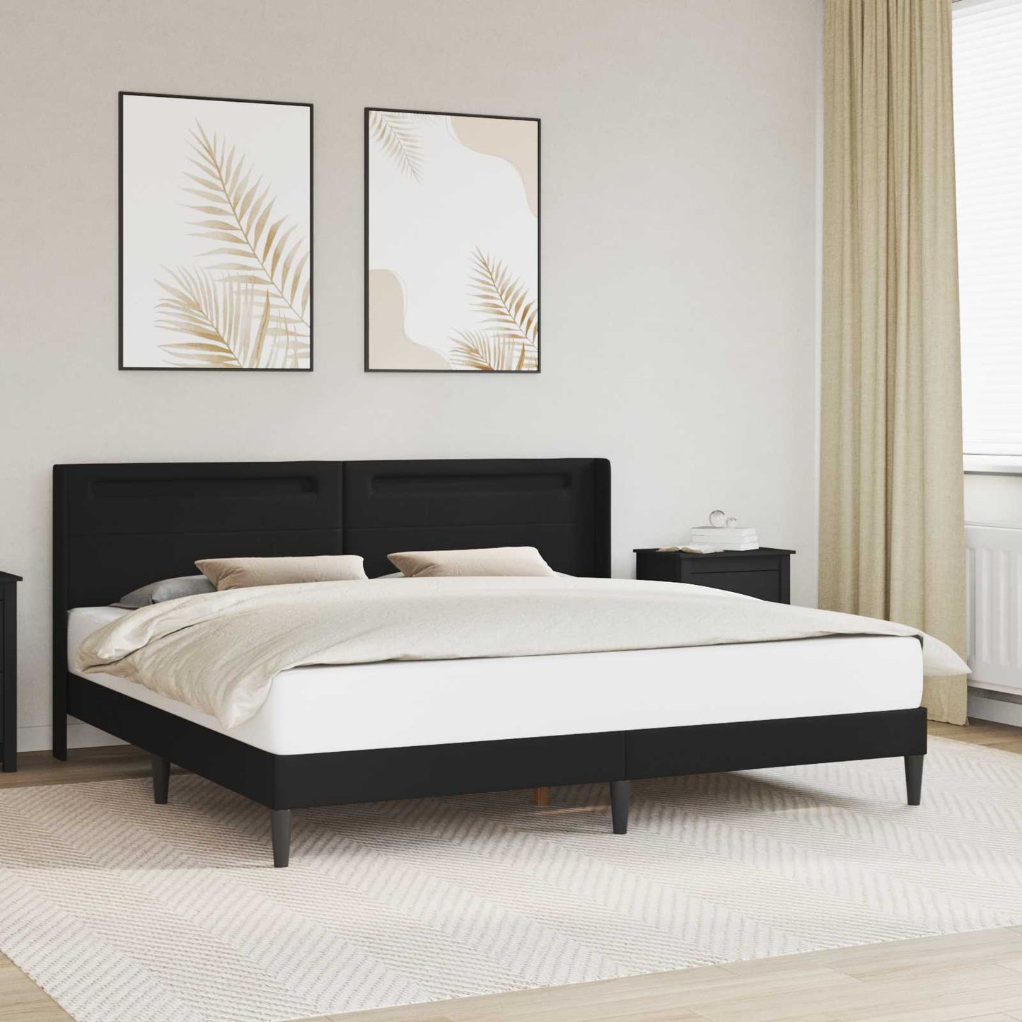 Struttura del letto con testiera Nero 180 x 200 cm Similpelle | homemem39