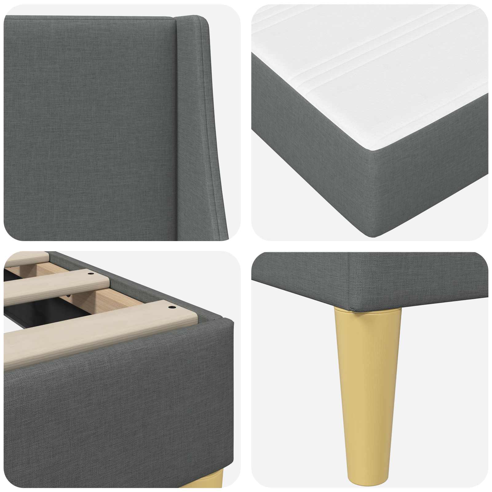 Struttura letto con materasso Grigio scuro 90 x 200 cm | homemem39