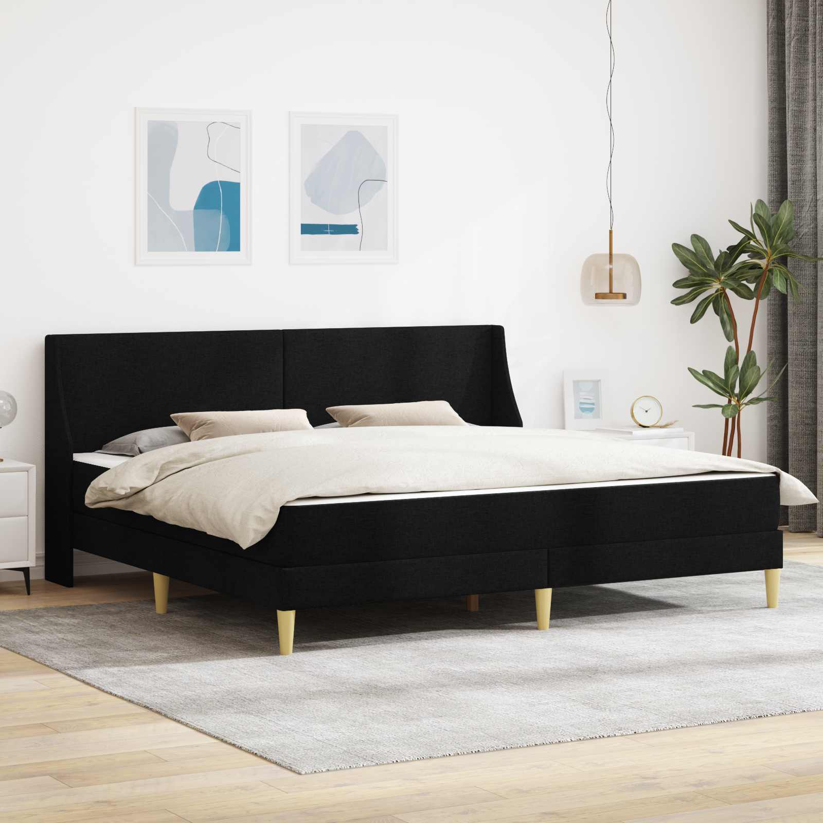 Struttura letto con materasso Nero 180 x 200 cm Poliestere | homemem39