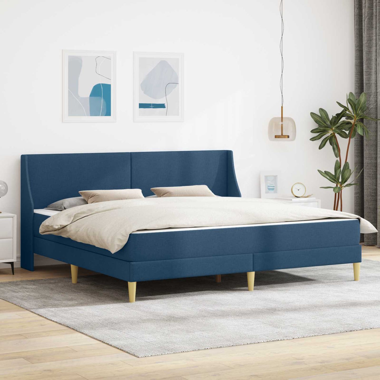 Struttura letto con materasso Blu 180 x 200 cm Poliestere | homemem39