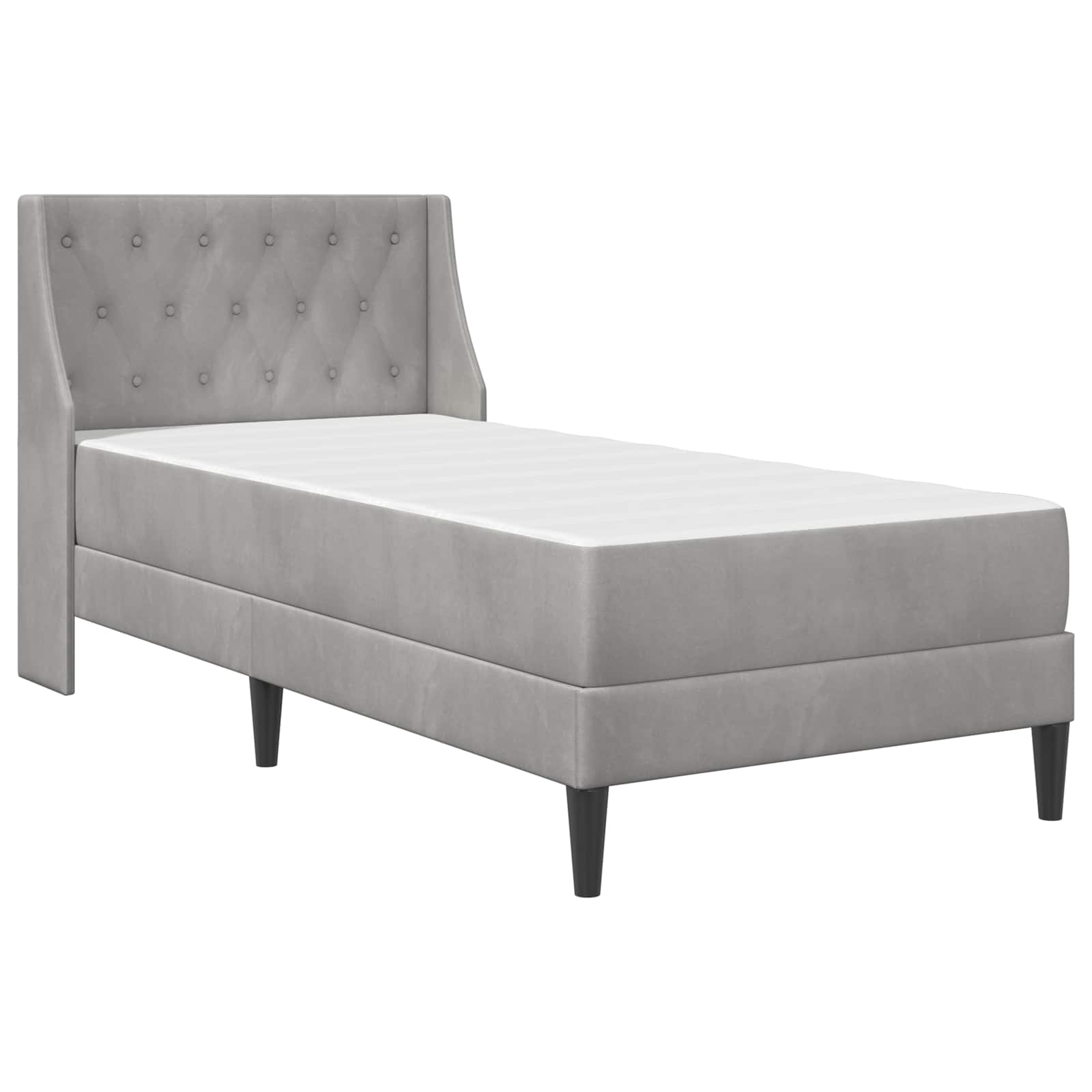 Struttura letto con materasso Grigio chiaro 80 x 200 cm Velluto | homemem39