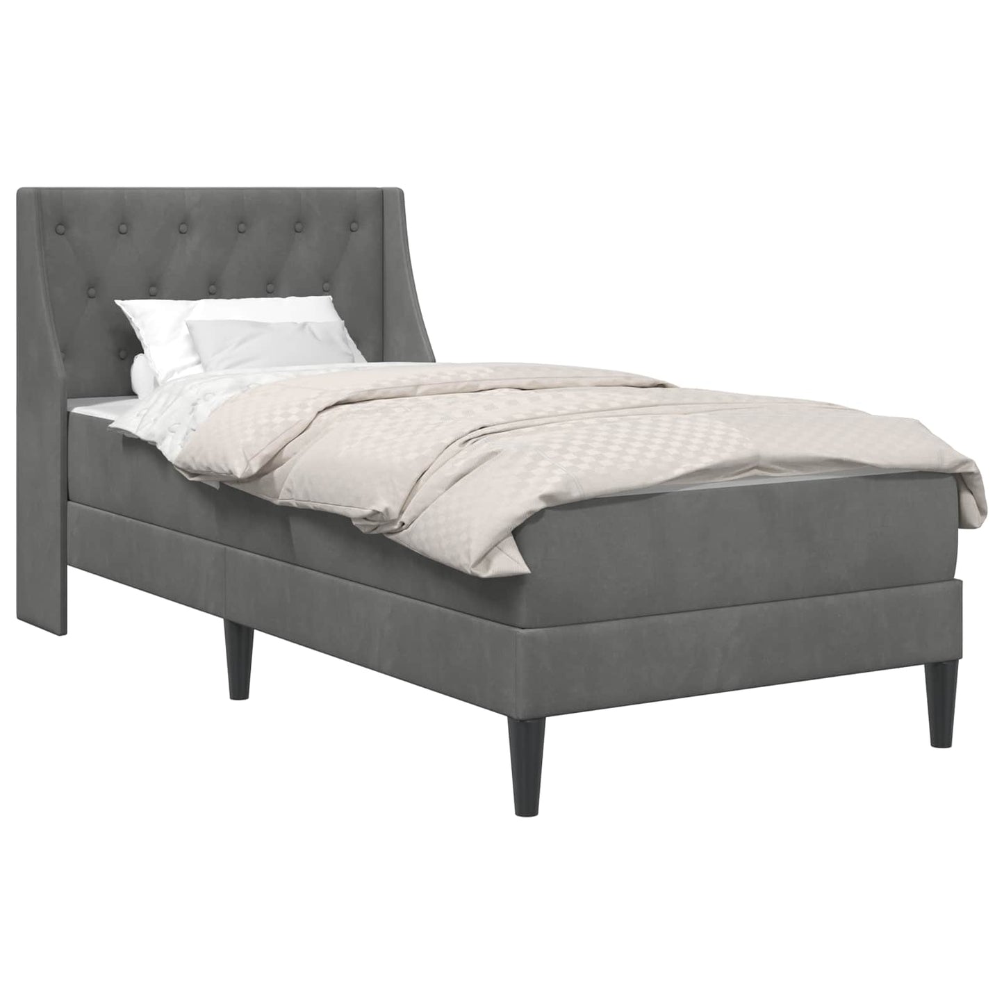Struttura letto con materasso Grigio scuro 80 x 200 cm Velluto