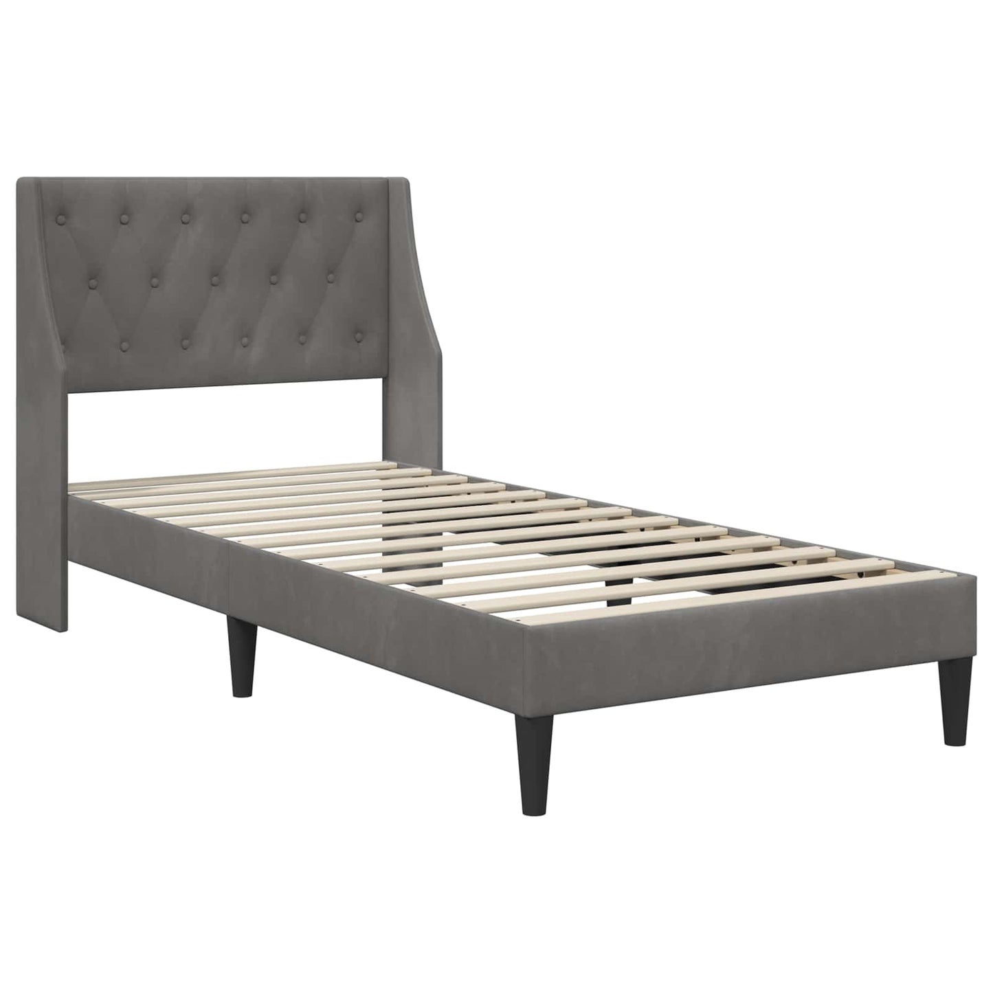 Struttura letto con materasso Grigio scuro 80 x 200 cm Velluto | homemem39