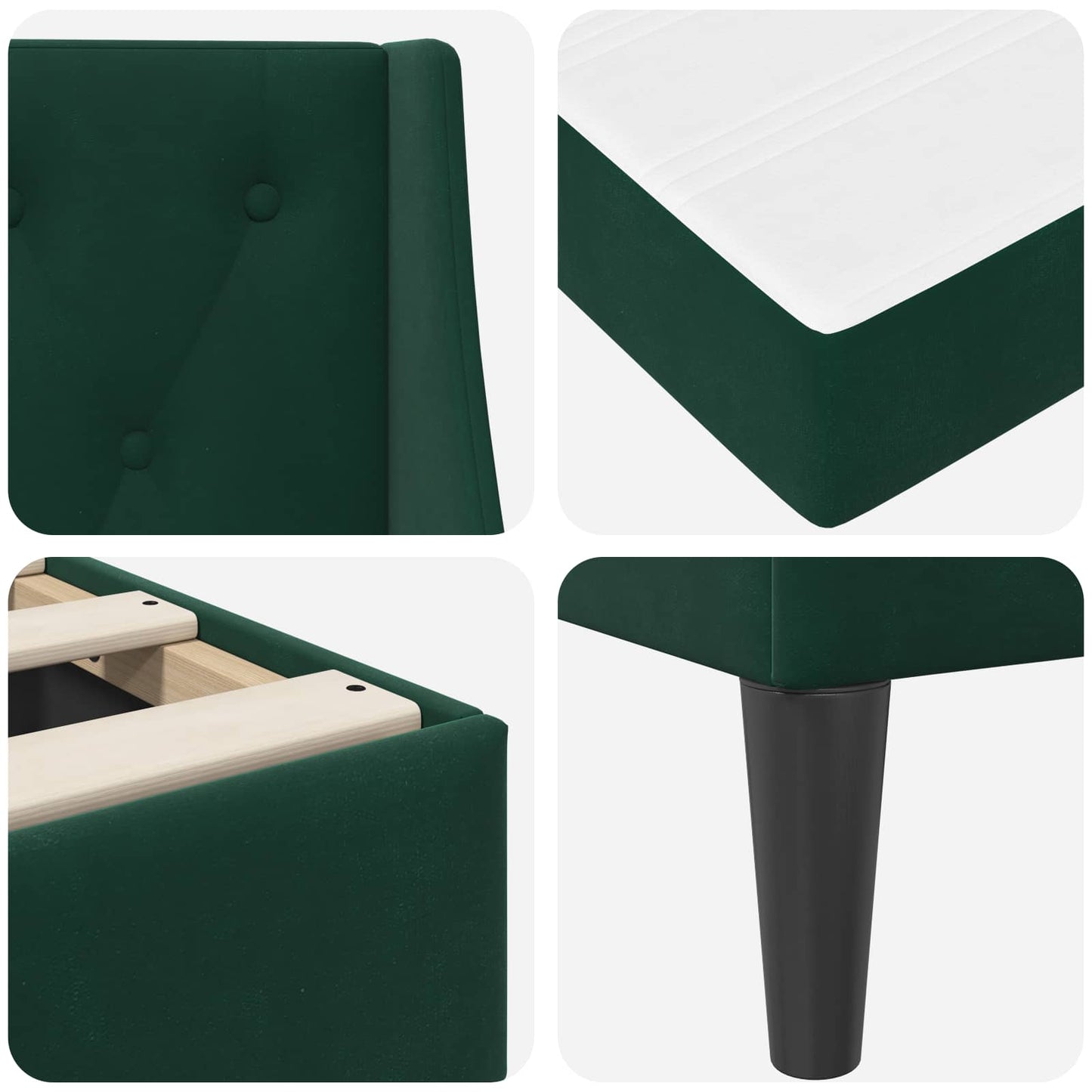 Struttura letto con materasso Verde Scuro 90 x 190 cm Velluto