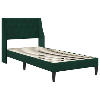 Struttura letto con materasso Verde Scuro 90 x 190 cm Velluto