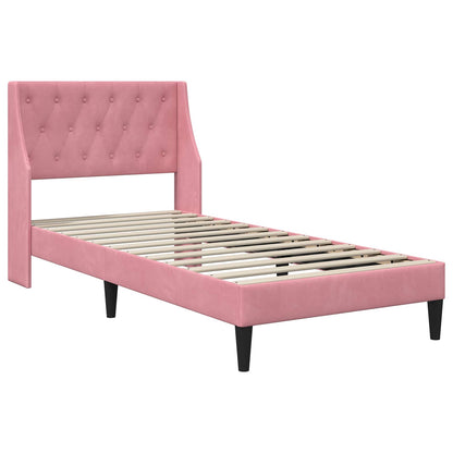 Struttura letto con materasso Rosa 90 x 190 cm Velluto