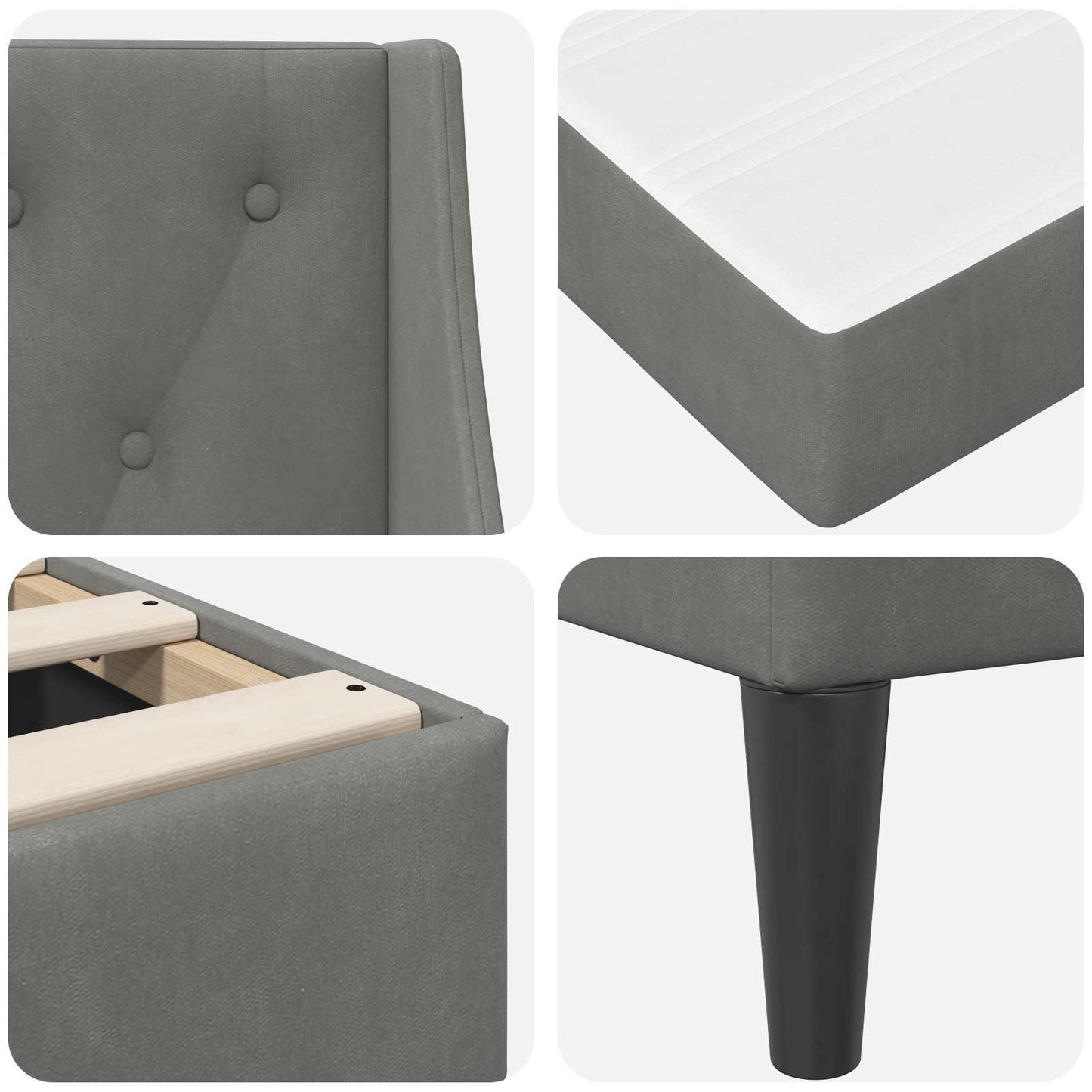 Struttura letto con materasso Grigio scuro 90 x 200 cm Velluto | homemem39