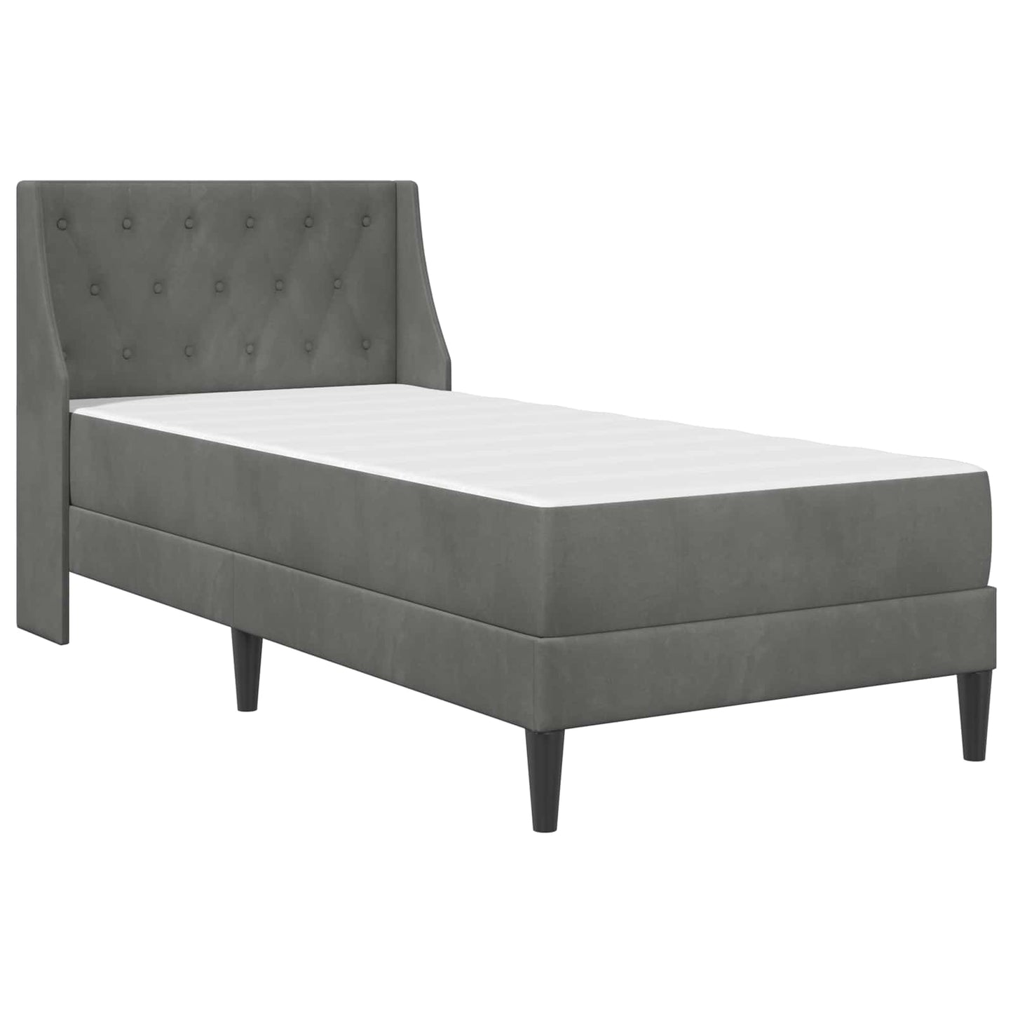 Struttura letto con materasso Grigio scuro 90 x 200 cm Velluto | homemem39