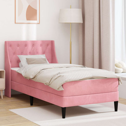 Struttura letto con materasso Rosa 100 x 200 cm Velluto | homemem39