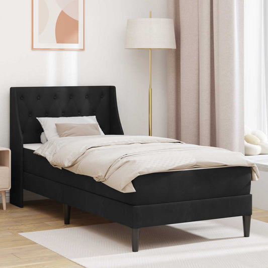 Struttura letto con materasso Nero 100 x 200 cm Velluto | homemem39