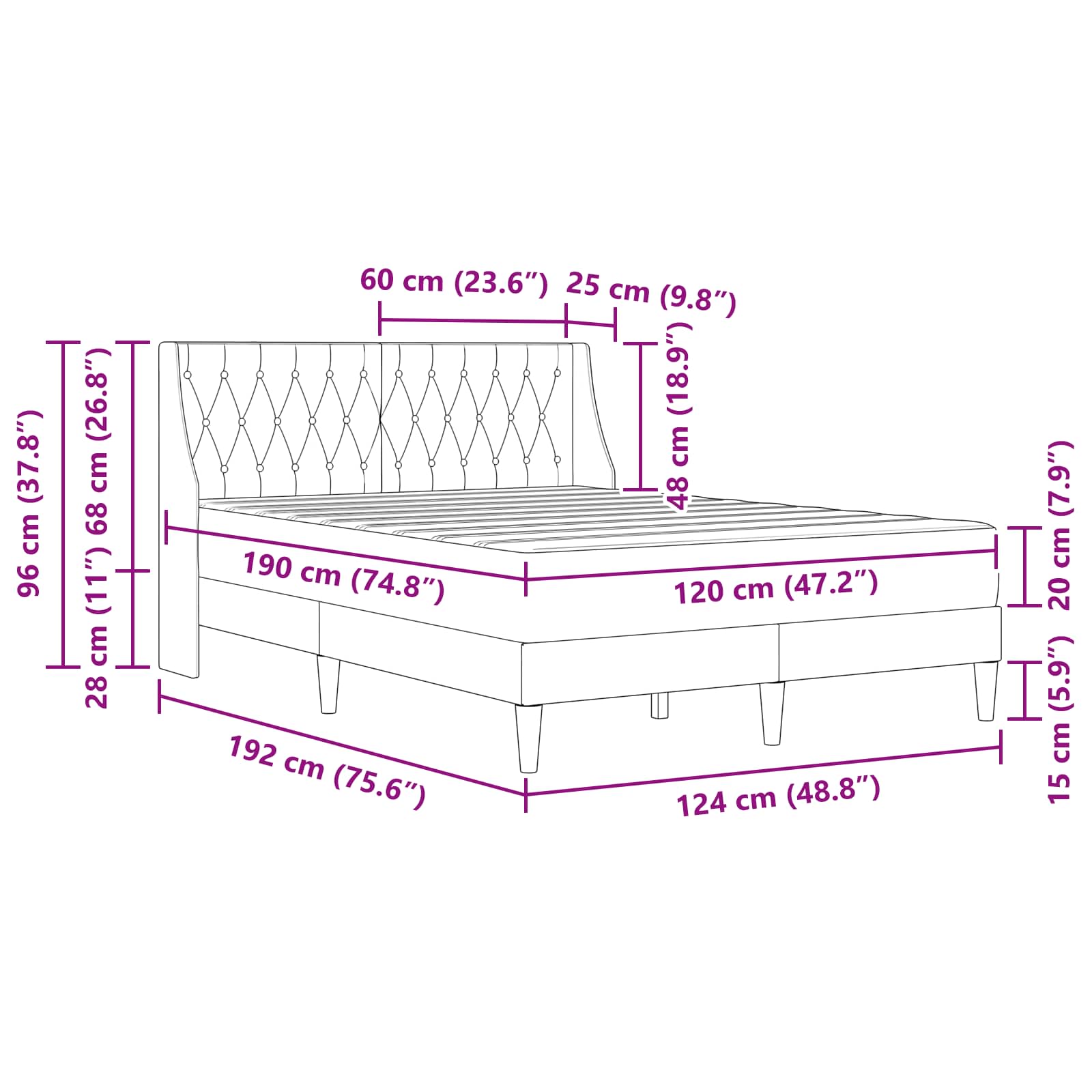 Struttura letto con materasso Grigio chiaro 120 x 190 cm | homemem39