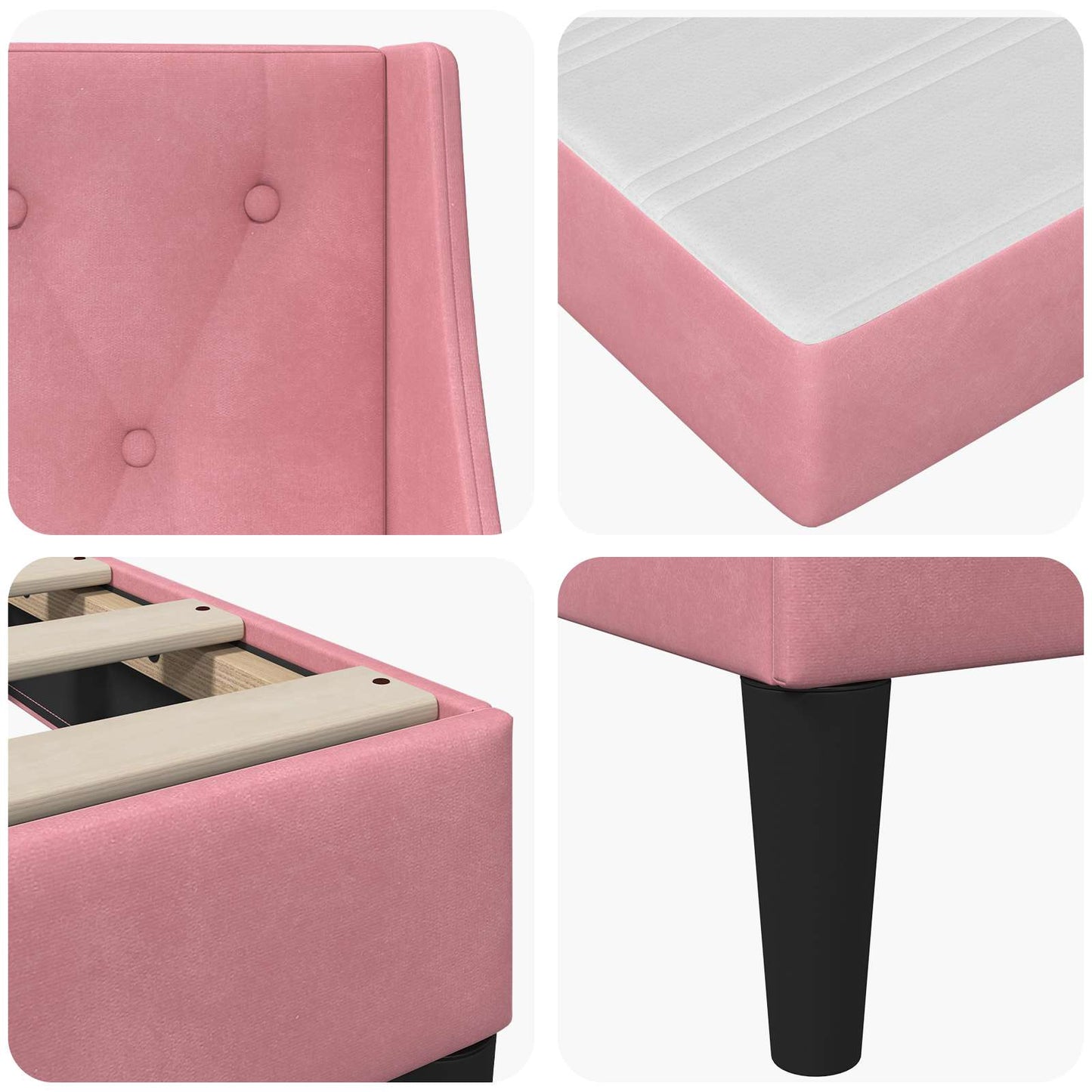 Struttura letto con materasso Rosa 120 x 200 cm Velluto | homemem39