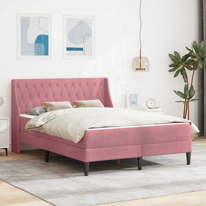 Struttura letto con materasso Rosa 140 x 190 cm Velluto