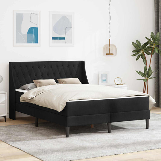 Struttura letto con materasso Nero 140 x 200 cm Velluto