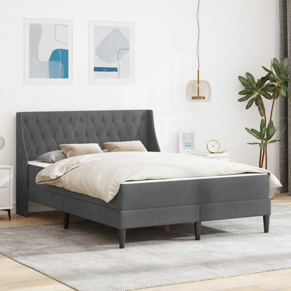 Struttura letto con materasso Grigio scuro 160 x 200 cm Velluto | homemem39