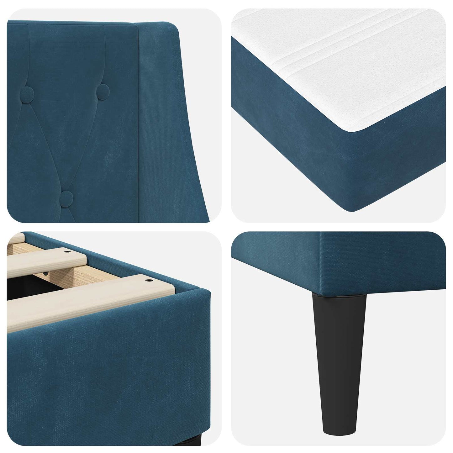 Struttura letto con materasso Blu 160 x 200 cm Velluto | homemem39