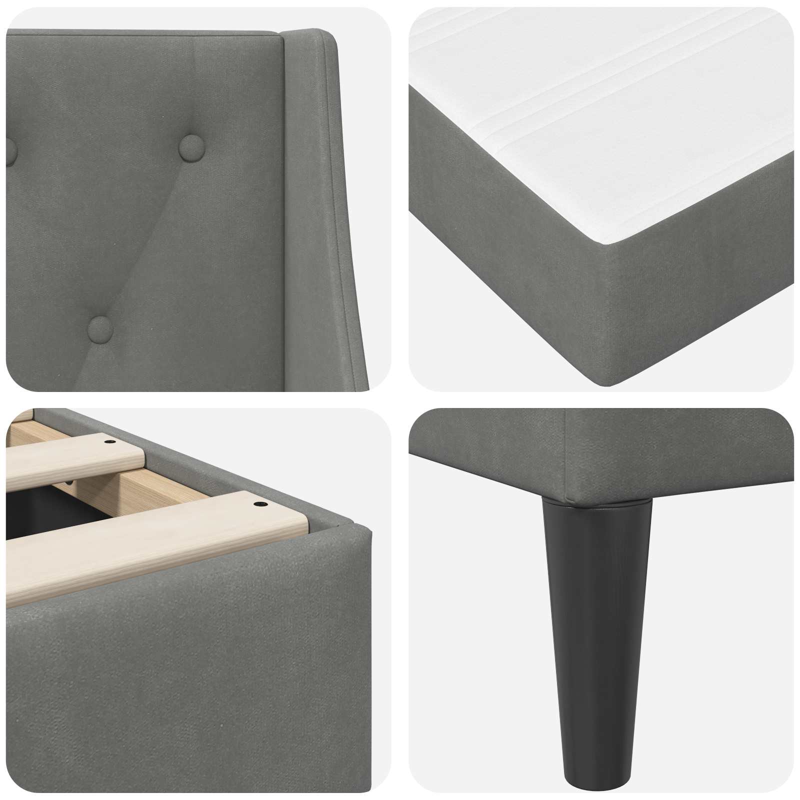 Struttura letto con materasso Grigio scuro 180 x 200 cm Velluto | homemem39