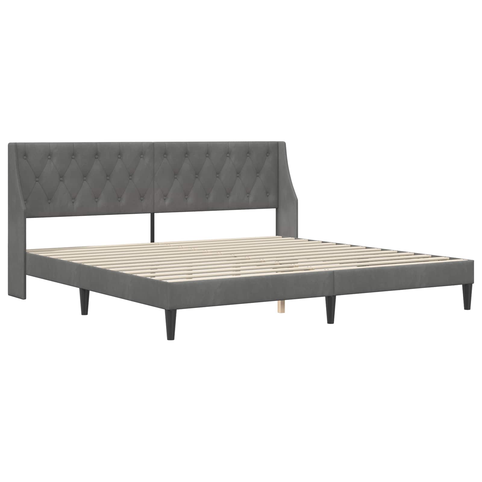 Struttura letto con materasso Grigio scuro 200 x 200 cm Velluto | homemem39