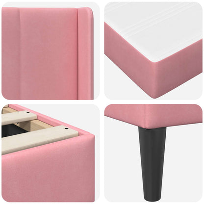 Struttura letto con materasso Rosa 80 x 200 cm Velluto | homemem39