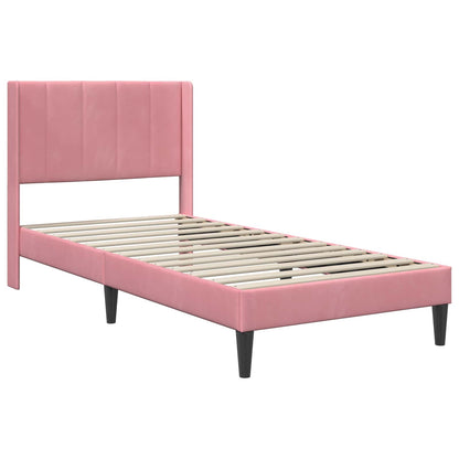 Struttura letto con materasso Rosa 80 x 200 cm Velluto | homemem39