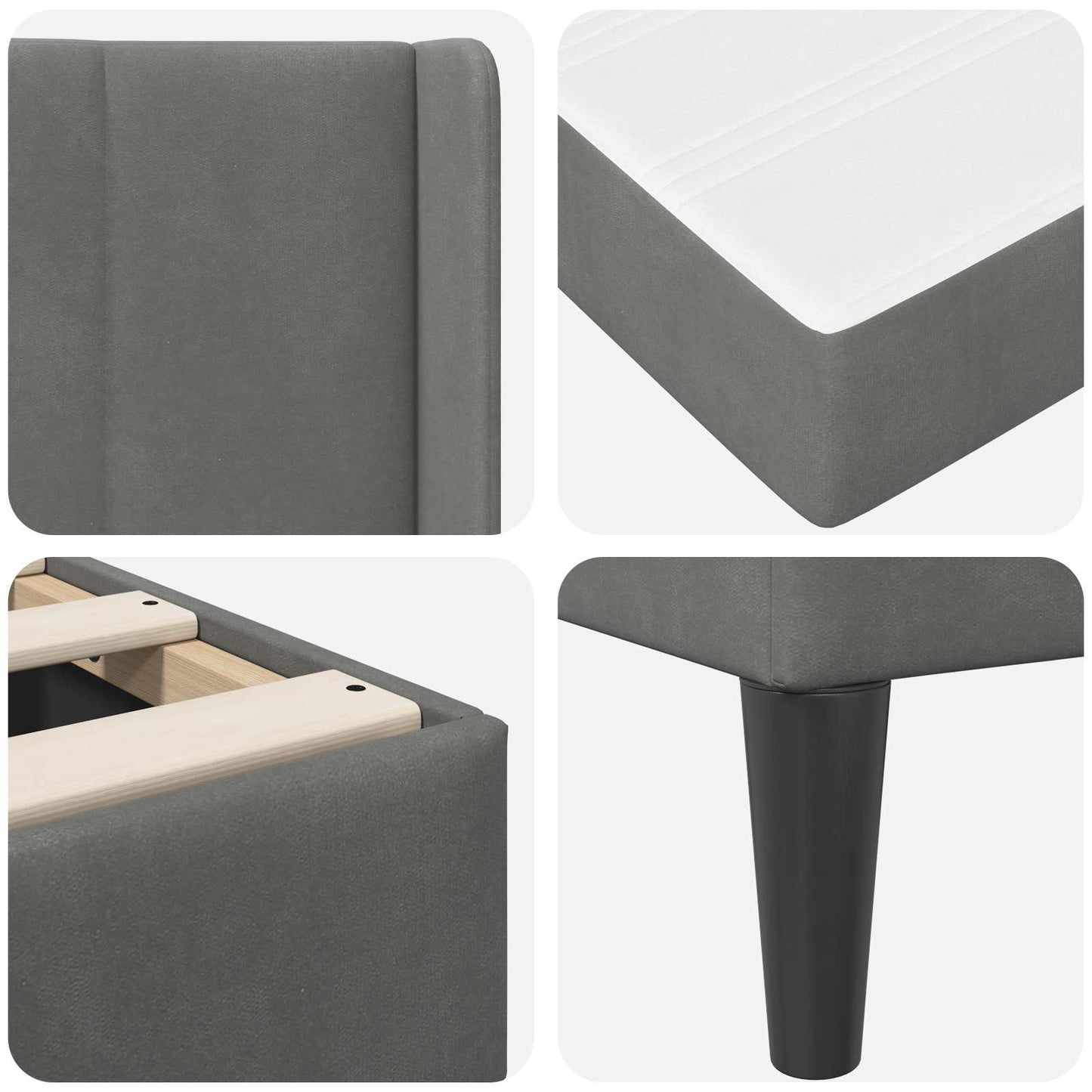 Struttura letto con materasso Grigio Scuro 90 x 190 cm Velluto | homemem39