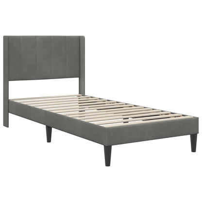 Struttura letto con materasso Grigio Scuro 90 x 190 cm Velluto | homemem39