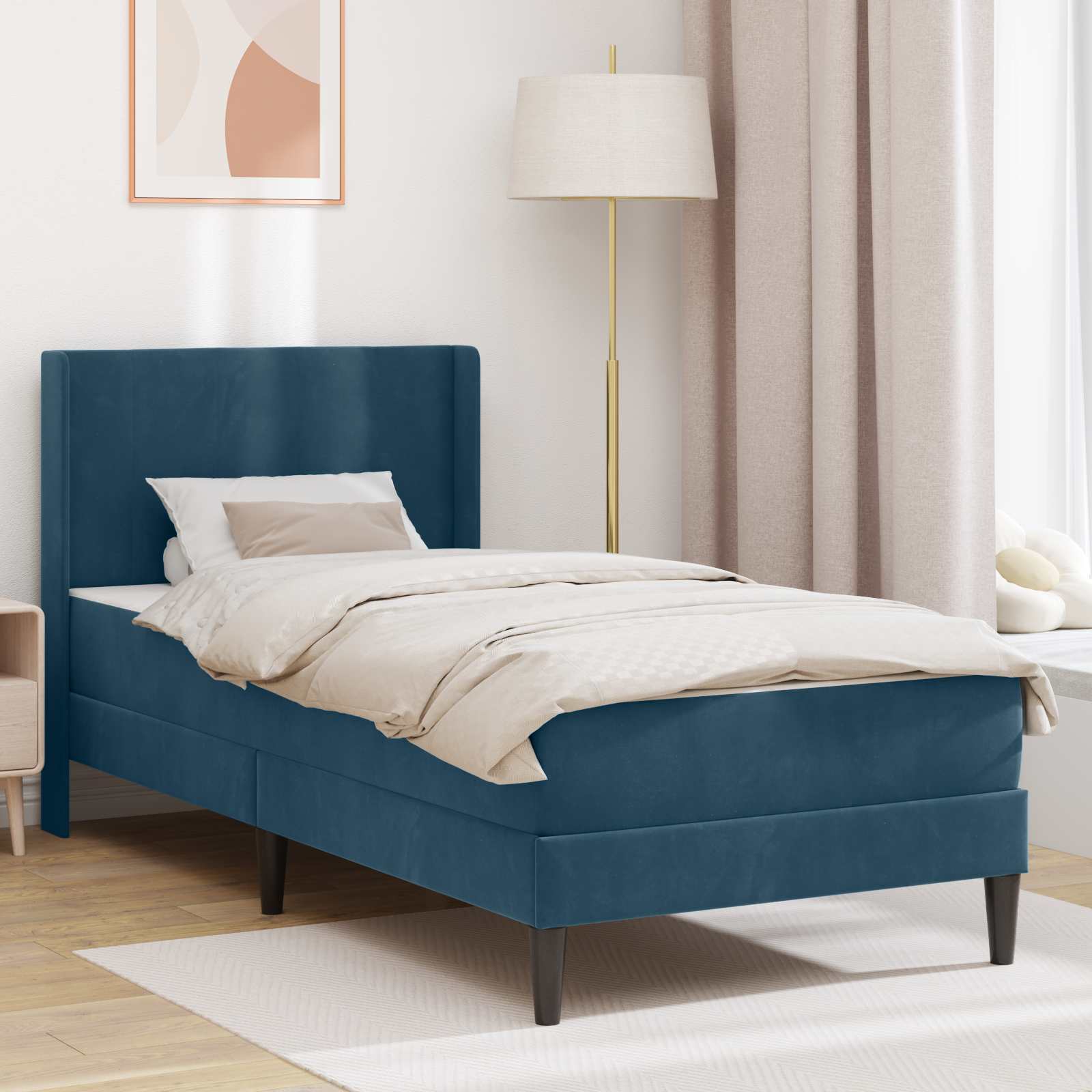 Struttura letto con materasso Blu 90 x 190 cm Velluto | homemem39