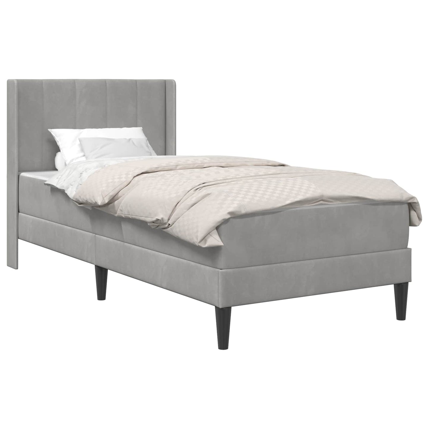 Struttura letto con materasso Grigio Chiaro 90 x 200 cm Velluto | homemem39