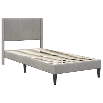 Struttura letto con materasso Grigio Chiaro 90 x 200 cm Velluto | homemem39