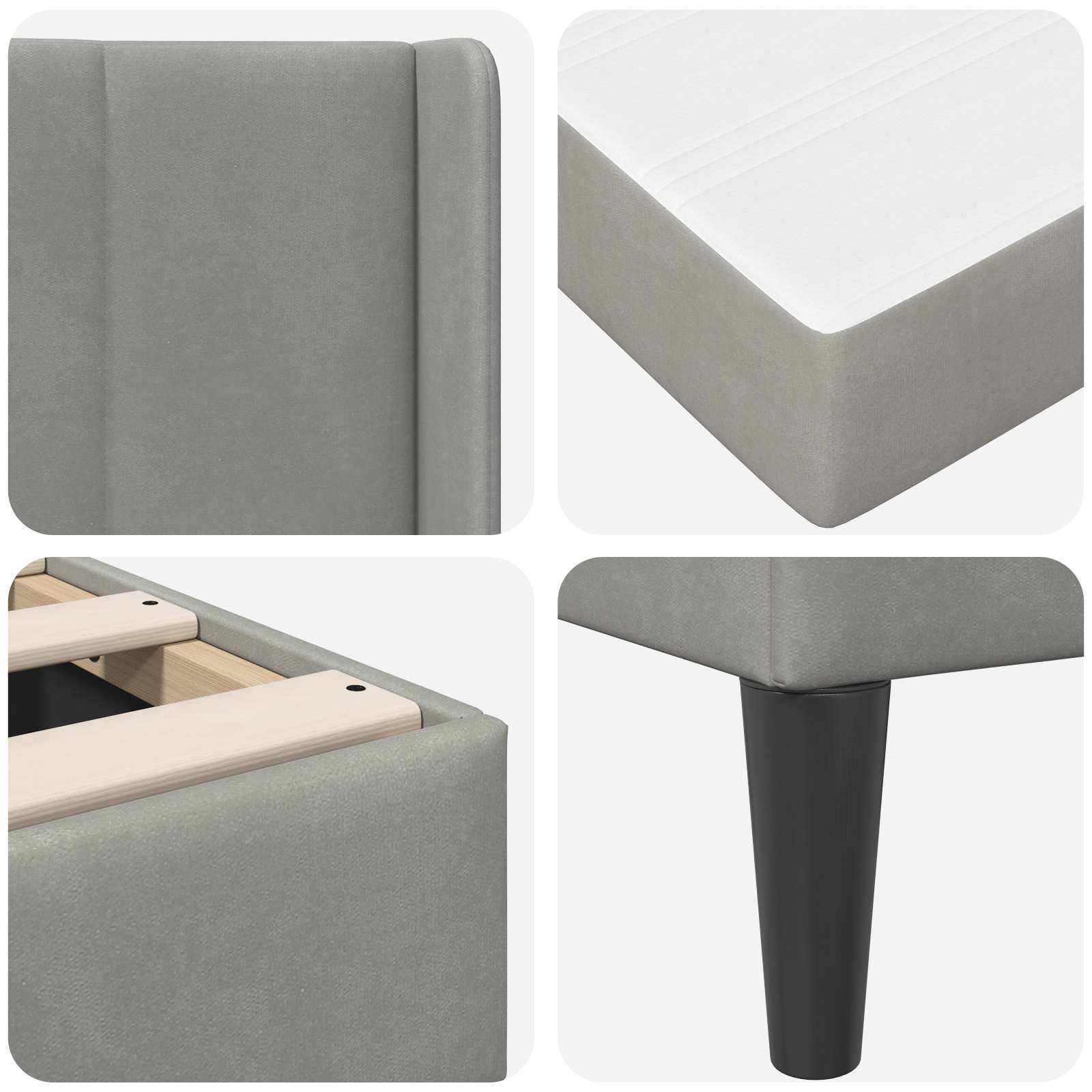 Struttura letto con materasso Grigio Chiaro 100 x 200 cm | homemem39