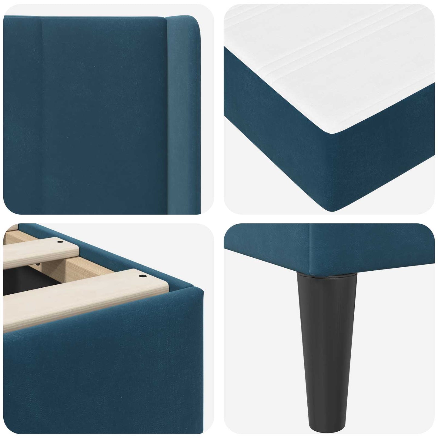 Struttura letto con materasso Blu 100 x 200 cm Velluto | homemem39