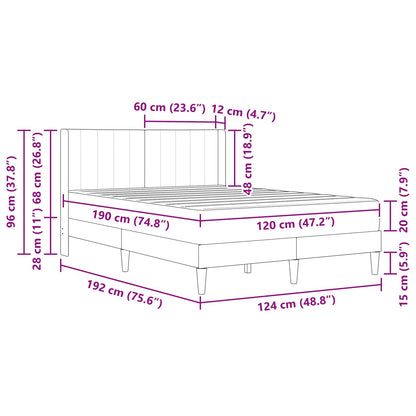 Struttura del letto Grigio chiaro 120 x 190 cm Velluto