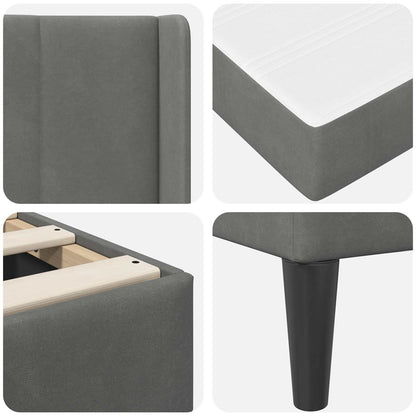Struttura letto con materasso Grigio Scuro 120 x 200 cm Velluto | homemem39
