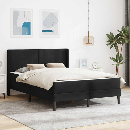Struttura letto con materasso Nero 140 x 200 cm Velluto | homemem39