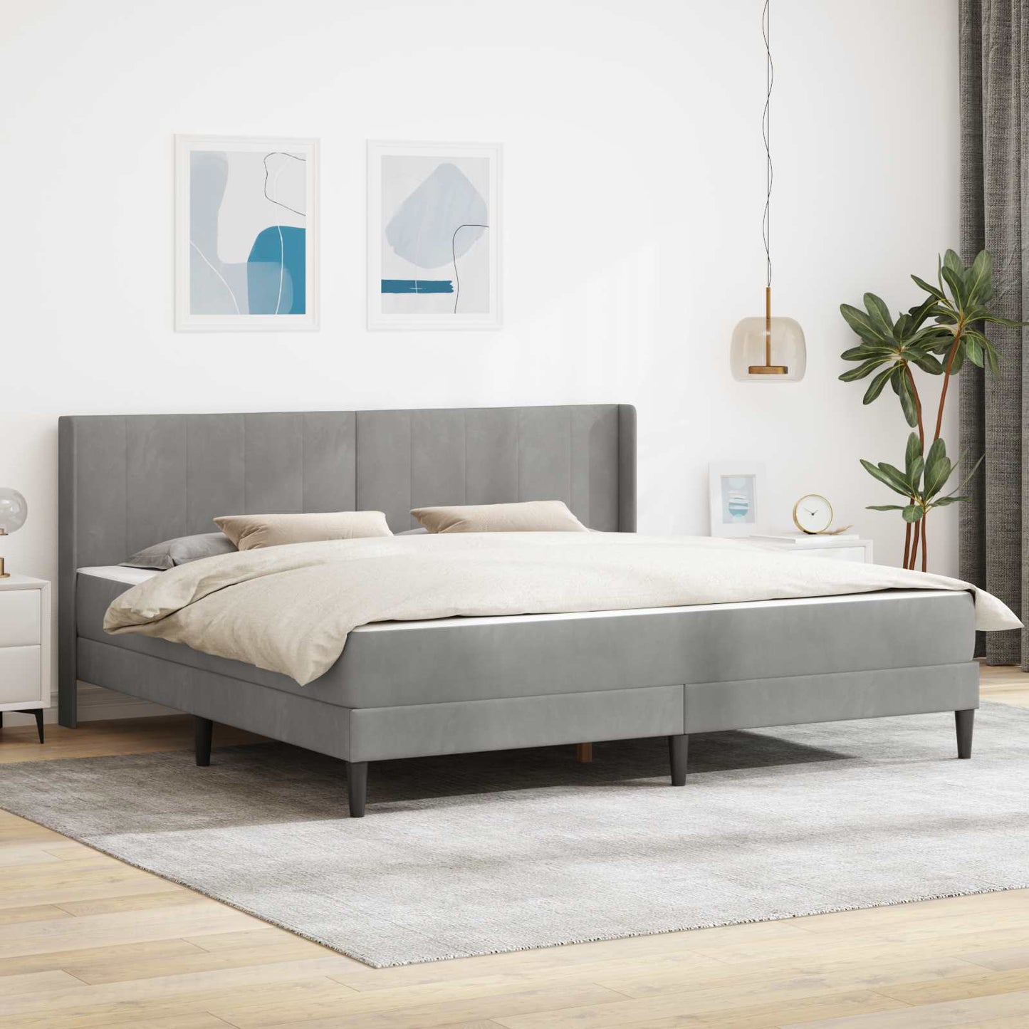 Struttura letto con materasso Grigio Chiaro 200 x 200 cm | homemem39