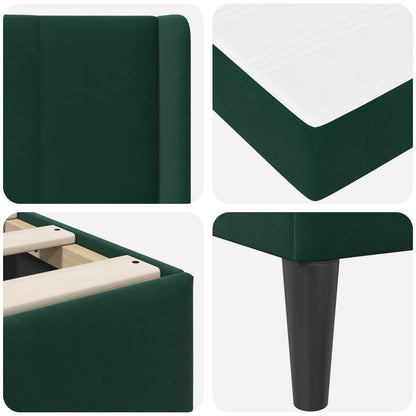 Struttura letto con materasso Verde Scuro 200 x 200 cm Velluto | homemem39